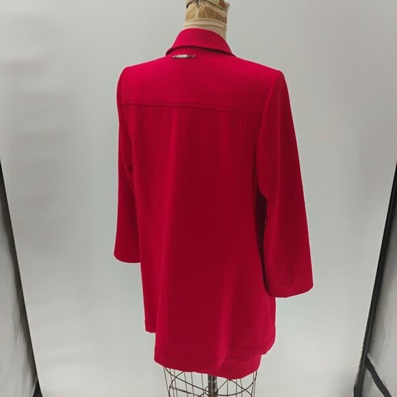 Escada wool dress w/ matching blazer jacket red orange exposed zipper classy - Picture 6 of 16